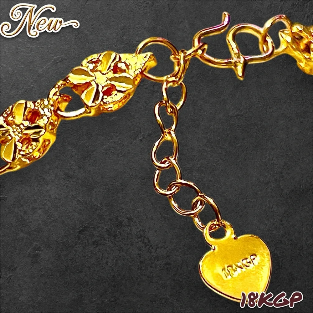 New 18K Gold Plated 8 Inch Four-leaf clover Chain Bracelet Unisex - Picture 10 of 11